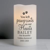 Personalised Pawprints On Our Hearts LED Candle Extra Image 3 Preview